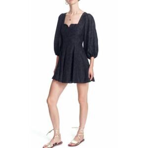 Anthropologie Corey Lynn Calter Odette Mini Dress sz M Black floral jacquard New